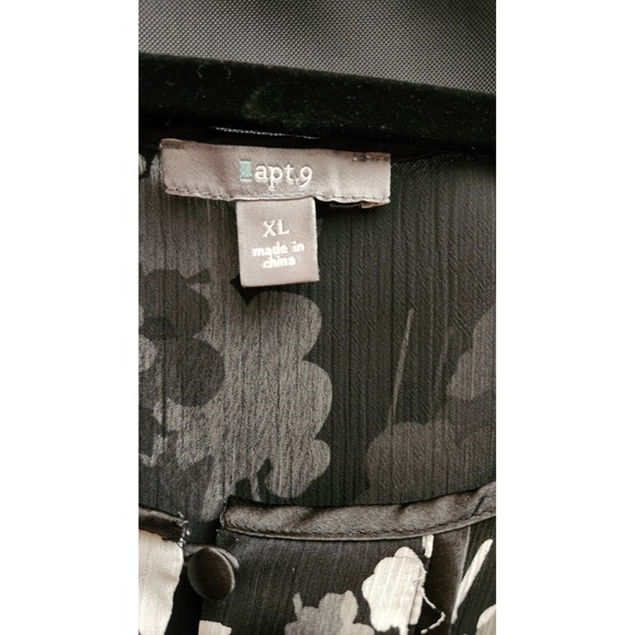 Apt 9 Women's Black Floral Sheer Short Sleeve Top Size XL - Picture 4 of 5